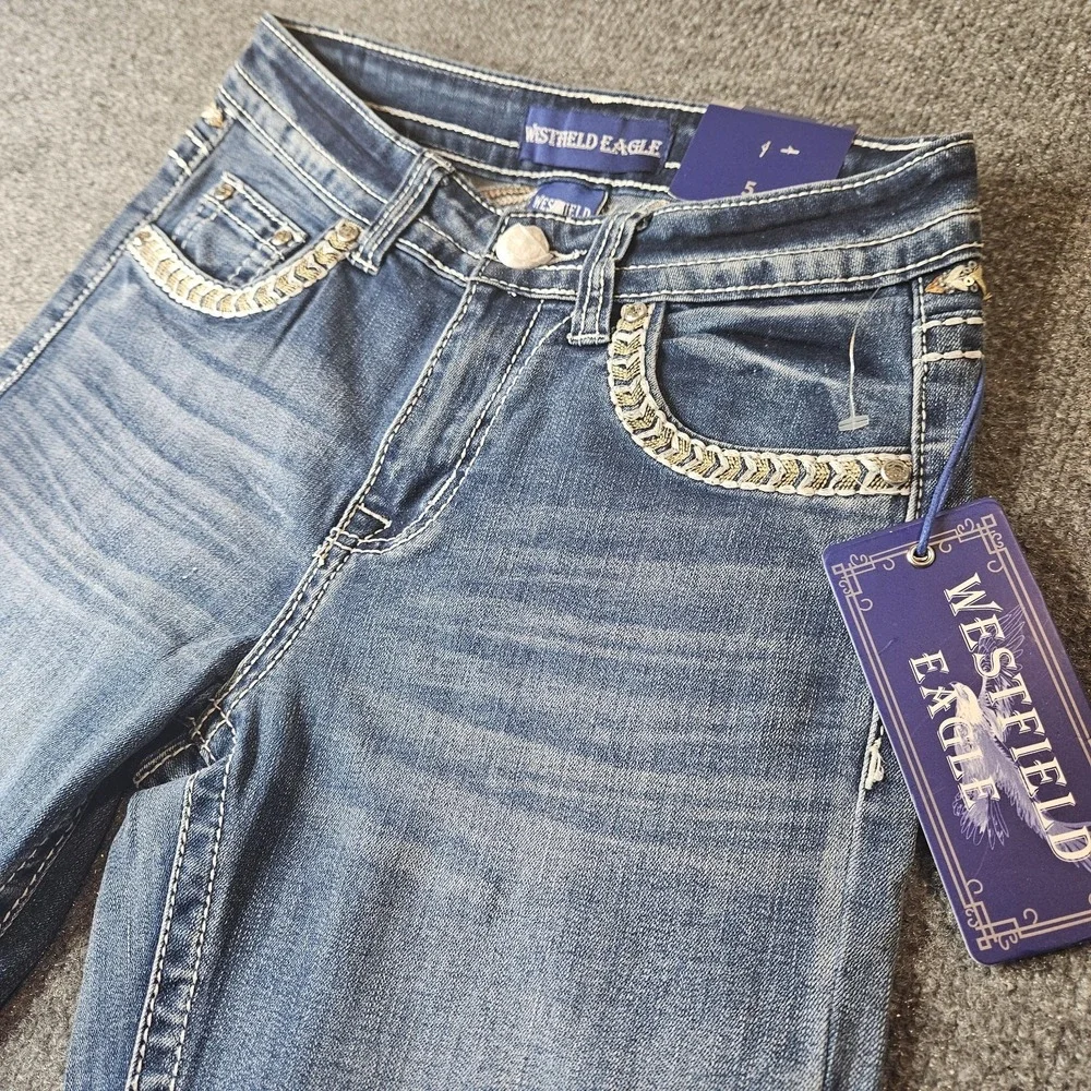 NWT Westfield Eagle Womwns Jeans Bootcut Western Bling‎ Rodeo Embellished Size 5